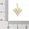 Brass Pave Clear Cubic Zirconia Leaf Links Connector Charms KK-Z061-02G-01-3