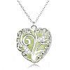 Alloy Heart Cage Pendant Necklace with Synthetic Luminaries Stone LUMI-PW0001-048S-D-2