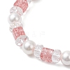3Pcs 3 Colors Crackle Glass & Shell Pearl Beaded Stretch Bracelets for Women BJEW-JB12384-5