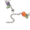 Flower Leaf Cat Eye & Glass Chain Bracelets for Women BJEW-TA00541-4