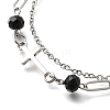 304 Stainless Steel Cable & Paperclip Chain Bracelets Multi-layered Bracelets BJEW-JB12331-01-3