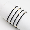 Brass & Black Glass Seed Beaded Stretch Bracelet Sets GV0095-1