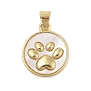 Dog Paw Print Rack Plating Brass with Natural Shells Pendants KK-Z074-25G-1