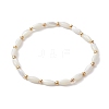 Natural Shell Twist Oval Beaded Stretch Bracelets for Women BJEW-JB10059-1