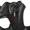 Natural Carnelian with Round Shell Pearl Beads Cube Dangle Earrings EJEW-JE07522-2