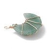 Natural Green Aventurine Copper Wire Wrapped Pendants PALLOY-JF02685-03-4