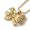 Brass Micro Pave Clear Cubic Zirconia Cable Chain Bowknot Pendant Necklaces for Women NJEW-C054-02A-G-2