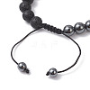 Non-Magnetic Synthetic Hematite & Natural Lava Rock Beads Braided Bead Bracelets BJEW-JB12611-02-4