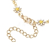 Brass Enamel Daisy Flower Link Chain Bracelet Making AJEW-JB01438-01-4