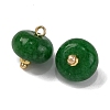 Natural White Jade Dyed Saucer Charms with Rack Plating Golden Tone Brass Bails KK-B103-17B-04-2