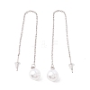Long Chain with Plastic Pearl Dangle Stud Earrings EJEW-A067-11P-2
