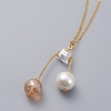 Eco-Friendly Glass Pearl & Glass Beads Pendant Necklaces NJEW-JN02622-02-2