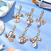 6Pcs 6 Styles Natural Shell Keychains KEYC-JKC01101-1