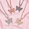 ANATTASOUL 4Pcs 4 Colors Rhinestone Butterfly Pendant Necklaces Set with Cup Chains NJEW-AN0001-33-7