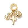 Brass Micro Pave Clear Cubic Zirconia European Dangle Charms X-KK-D431-033C-G-1