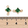 Brass Pave Glass Rhombus Links Connector Charms GLAA-Q088-001F-3