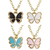 Alloy Enamel Butterfly Pendant Necklaces NJEW-JN05143-2