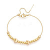 Adjustable Brass Beaded Slider Bracelets for Women BJEW-T022-21G-5