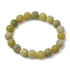 Frosted Natural TaiWan Jade Round Beaded Stretch Bracelets for Women Men BJEW-JB11478-03-1