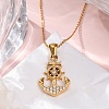 304 Stainless Steel Crystal Rhinestone Anchor Pendant Necklaces LS-NJEW-Z057-01B-G-1