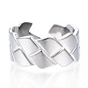 304 Stainless Steel Textured Open Cuff Ring for Women RJEW-N040-10-2