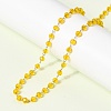304 Stainless Steel with Glass Faceted Rondelle Bead Handmade Link Chain Birth Stone Necklaces for Women NJEW-G195-01G-01-3