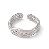 Non-Tarnish 304 Stainless Steel Twist Wave Open Cuff Ring for Women X-RJEW-C045-23P-2