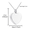 Tarnish Resistant Stainless Steel Heart Urn Ashes Pendant Necklace PW-WGA46B3-01-2