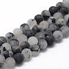 Natural Black Rutilated Quartz Beads Strands G-R446-10mm-37-1