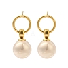 304 Stainless Steel Shell Pearl Round Stud Earrings for Women EJEW-U020-30G-02-1