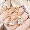 Brass Micro Pave Clear Cubic Zirconia Leverback Earrings EJEW-K300-13G-2