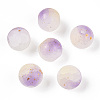 Frosted Baking Paint Crackle Glass Beads with Glitter Powder X1-DGLA-T004-6mm-01E-1
