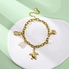 304 Stainless Steel Cable Chain Charm Bracelets BJEW-L708-01G-2