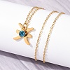 304 Stainless Steel Glass Drill Birth Stone Constellation Pendant Necklaces STAS-D305-08G-L-4