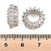 Crown Brass Clear Cubic Zirconia European Beads KK-B186-10P-3