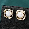 Brass Micro Pave Clear Cubic Zirconia Stud Earrings EJEW-P302-01G-2