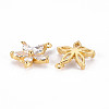 Brass Micro Pave Clear Cubic Zirconia Link Connectors ZIRC-S068-022-NF-2