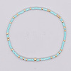 Bohemian Style Rainbow Glass & Brass Beaded Handmade Fashion Women's Bracelet QD2599-14-1