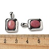 Brass Pave Natural Rhodonite Rectangle Pendants KK-R210-27P-3