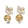 Brass Micro Pave Clear Cubic Zirconia Stud Earring Findings KK-Q764-034B-1