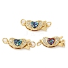 Brass Micro Pave Clear Cubic Zirconia Box Clasps KK-K385-094G-1