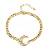 Brass Micro Pave Clear Cubic Zirconia Charm Bracelets LS-BJEW-M050-01G-02-4