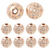 10Pcs Round Brass Micro Pave Cubic Zirconia Beads ZIRC-YW0001-26RG-1