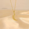 Moon Brass Micro Pave Clear Cubic Zirconia Pendant Necklaces FS-WGD2E00-01-1