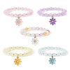 Alloy Enamel Flower Charm Bracelets BJEW-JB09046-1