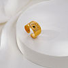 304 Stainless Steel Rhinestone Cuff Open Rings for Women CV9797-1-3