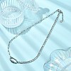 304 Stainless Steel Oval Lock Clasps Pendant Figaro Chain Necklaces for Women NJEW-JN06169-02-1