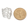 304 Stainless Steel Wave Open Cuff Ring for Women RJEW-M025-01P-5
