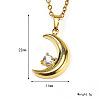 Retro Titanium Steel Clear Cubic Zirconia Moon Pendant Cable Chain Necklaces for Women MU9051-1-1