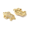 Rack Plating Brass Micro Pave Clear Cubic Zirconia Elephant Connector Charms KK-C084-30G-01-2